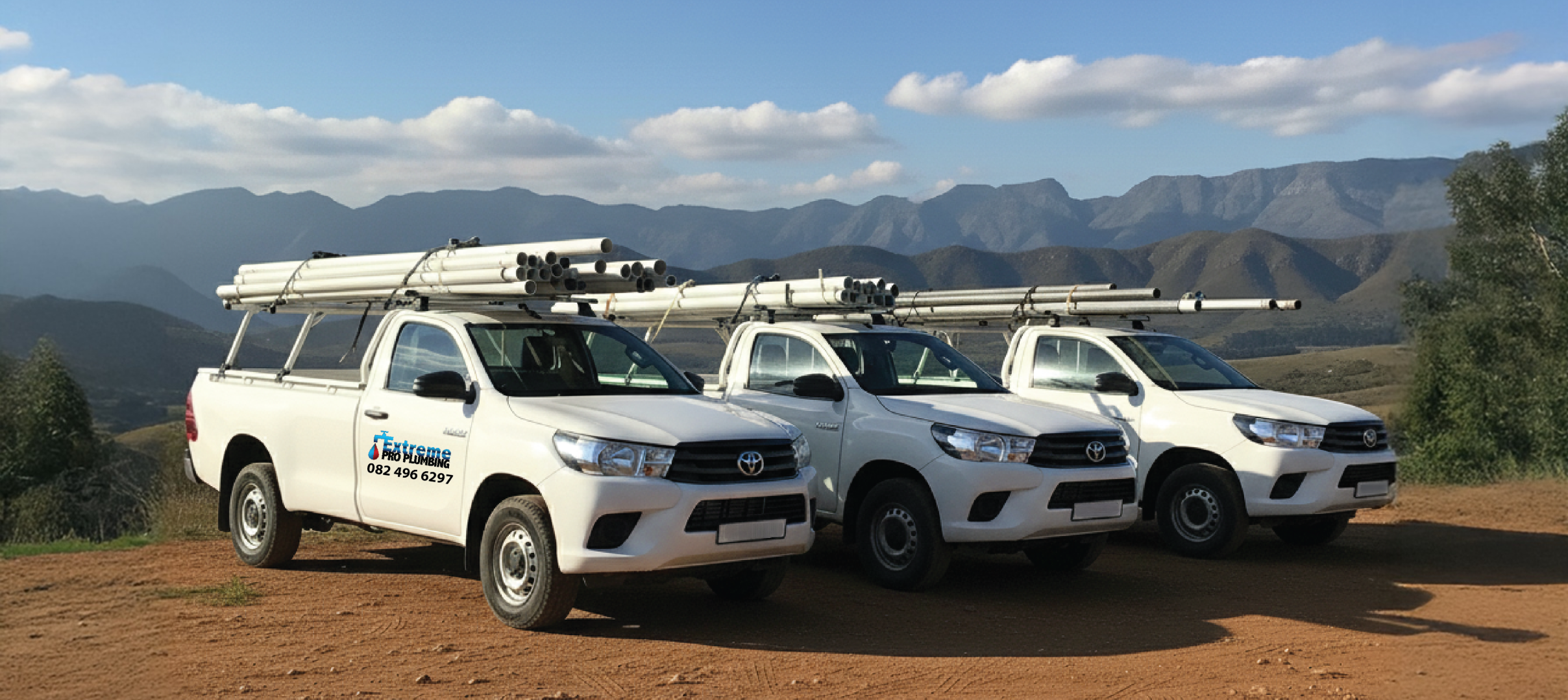 extreme pro plumbing vehicles with branding